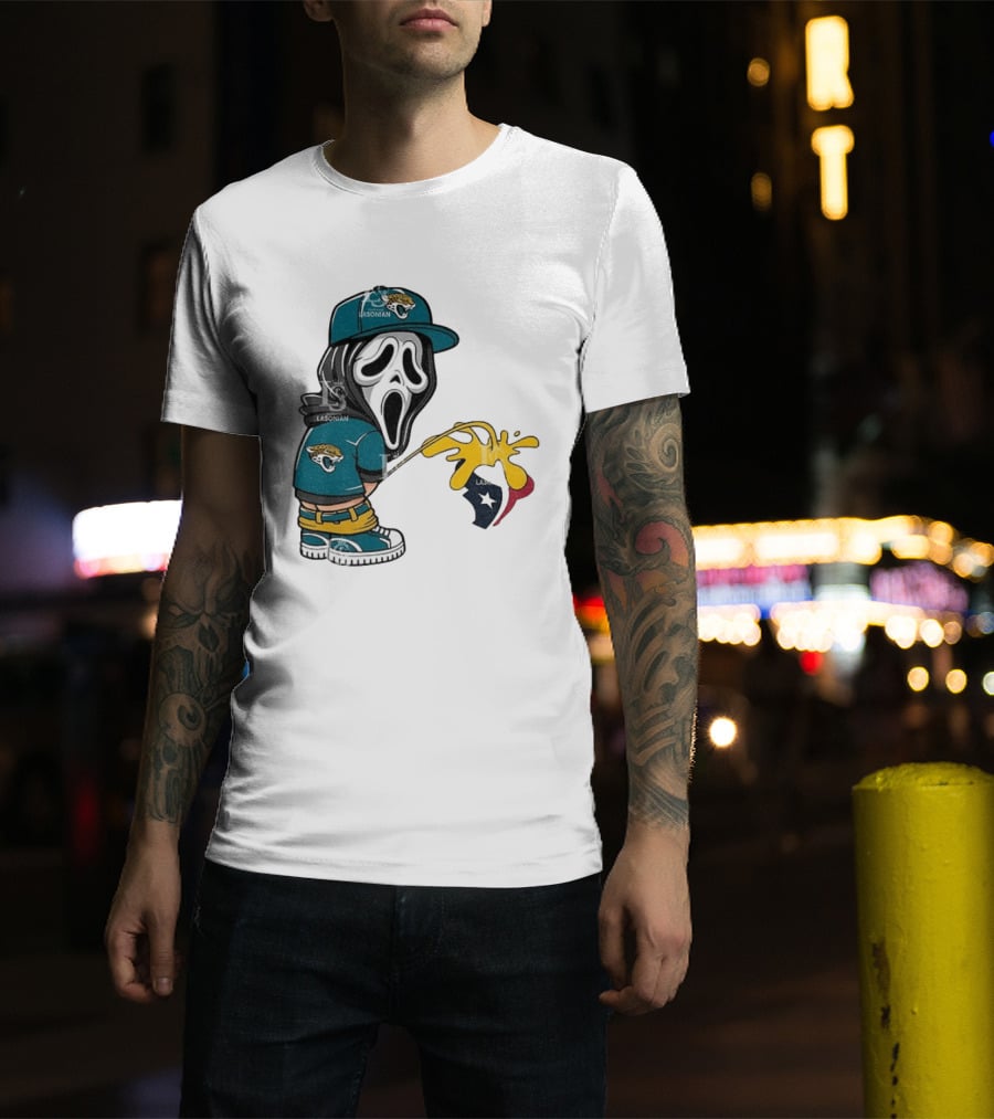 Jacksonville Jaguars Ghostface Pissing On Houston Texans T-Shirt
