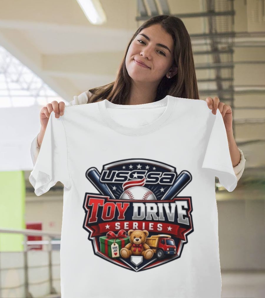 USSSA Toy Drive Series Teddy Bear Truck Give Joy Baseball Tournament T-Shirt