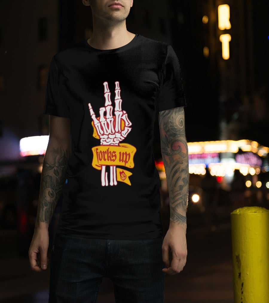 Arizona State Sun Devils Forks Up Skeleton Hand Fan Gear T-Shirt