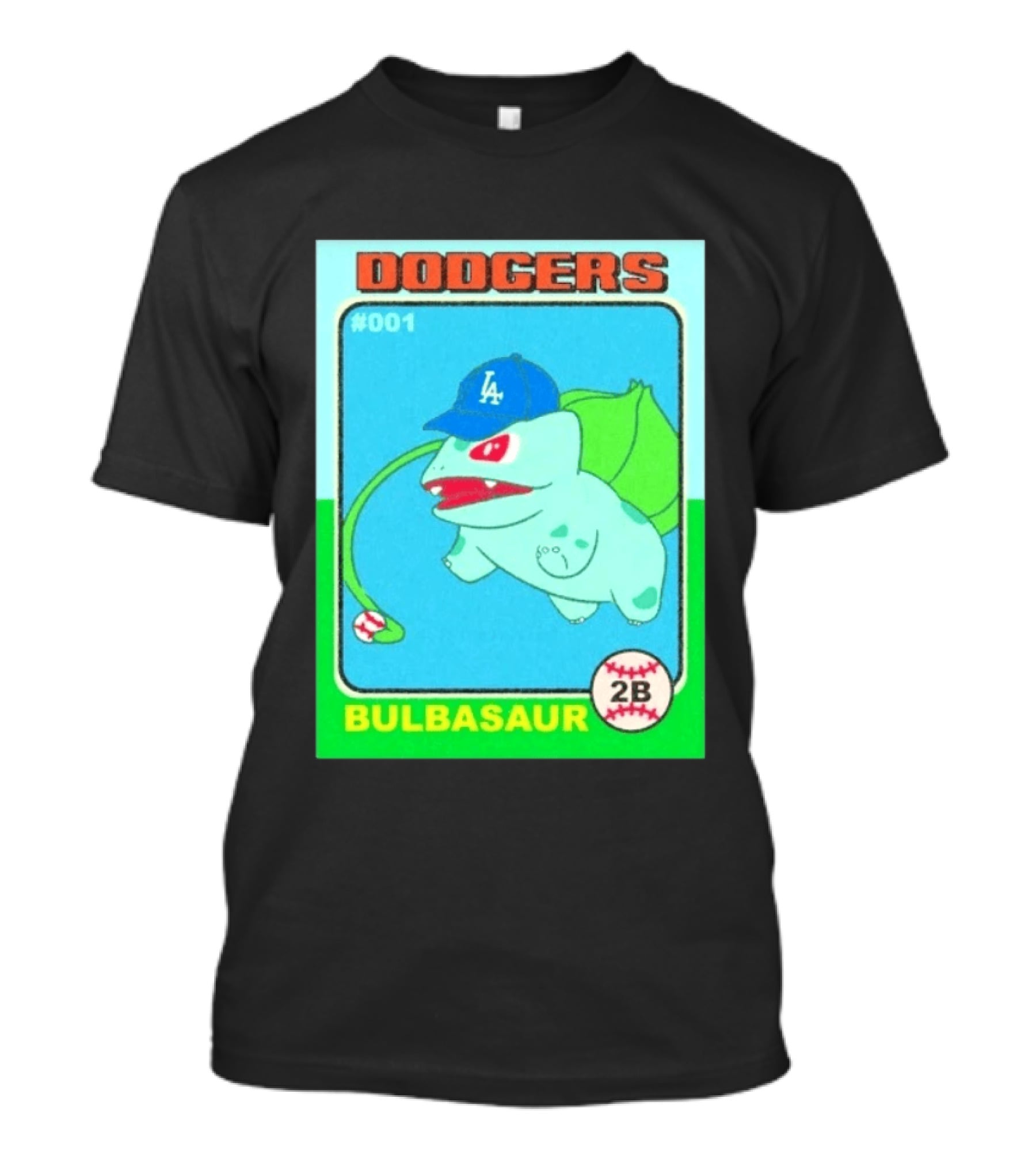 Bulbasaur Dodgers LA Cap Baseball Card No 001 T-Shirt