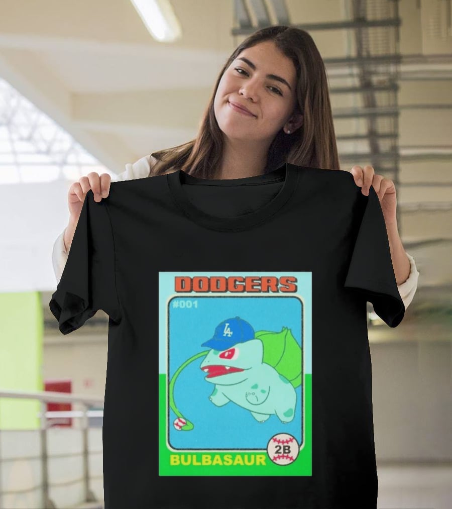Bulbasaur Dodgers LA Cap Baseball Card No 001 T-Shirt