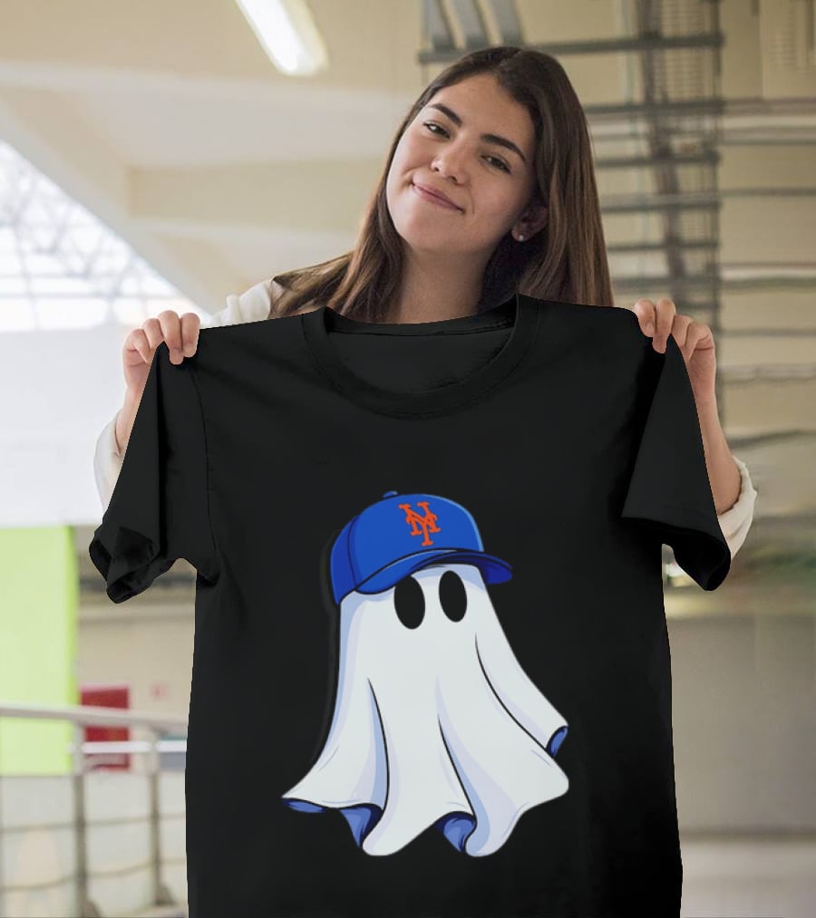 New York Mets MLB Ghost Baseball Halloween T-Shirt