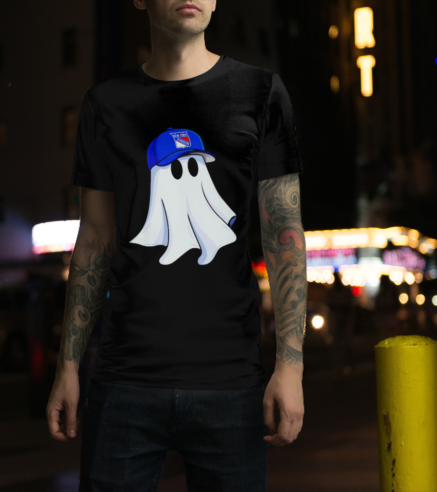 New York Rangers Ghost With Blue Cap Halloween T-Shirt