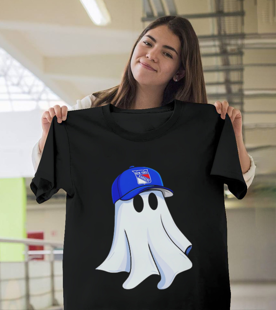 New York Rangers Ghost With Blue Cap Halloween T-Shirt