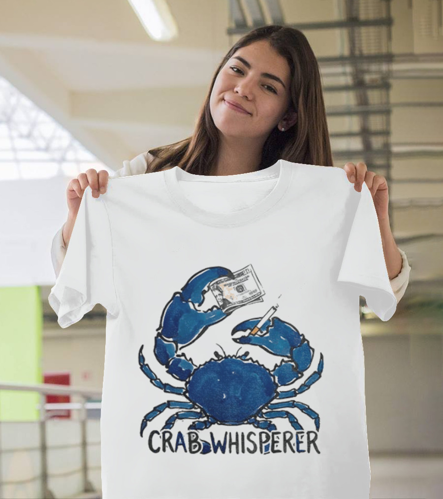 Crab Whisperer Blue Crab Holding Paintbrush Meme T-Shirt