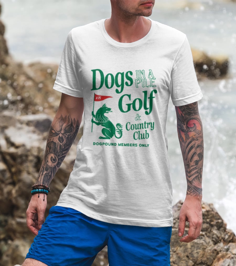 Dogs In A Pile Golf And Country Club Doghouse Wherever Cozy T-Shirt