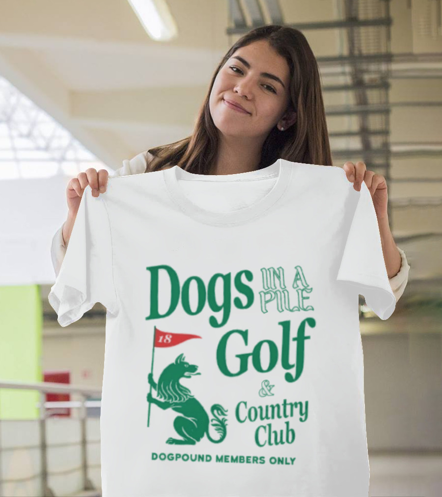Dogs In A Pile Golf And Country Club Doghouse Wherever Cozy T-Shirt