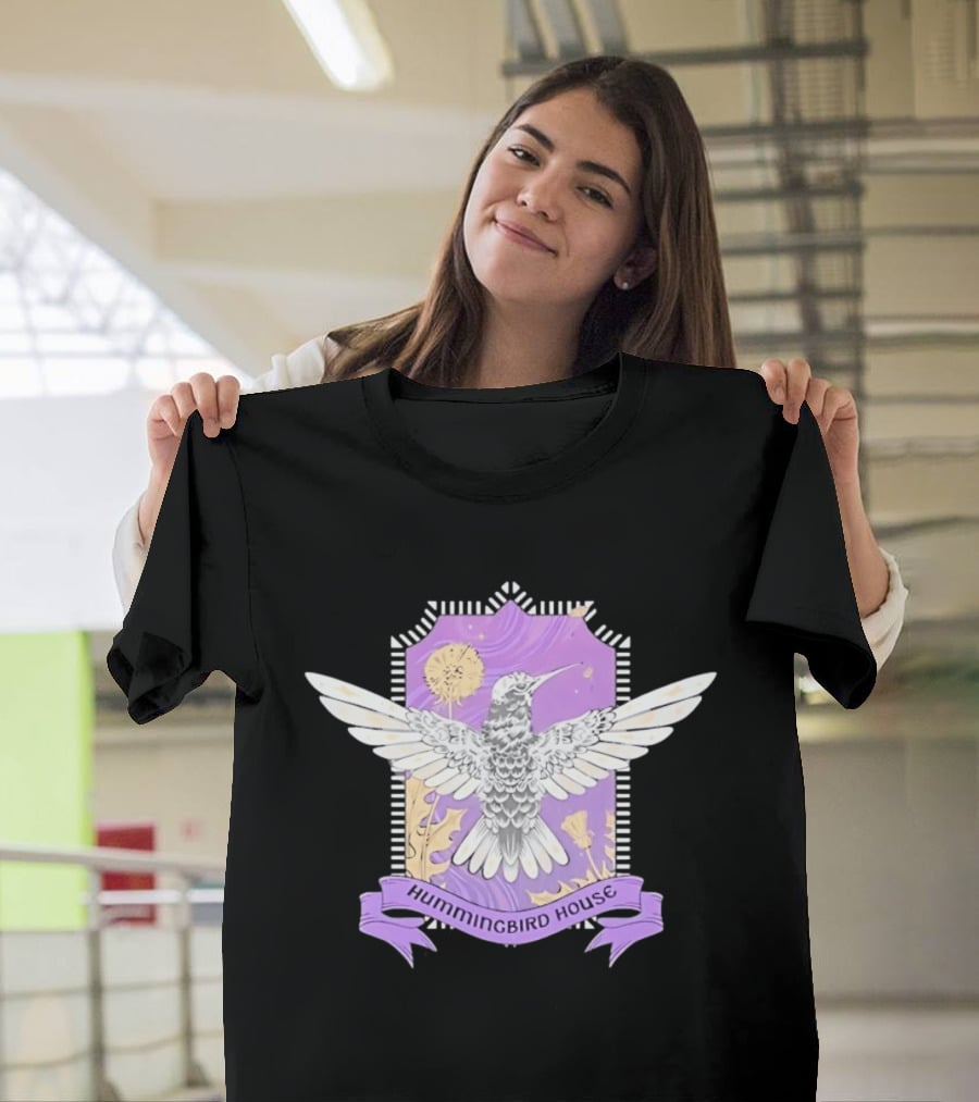 Hummingbird House Nature Botanical Dandelion Crest Purple T-Shirt