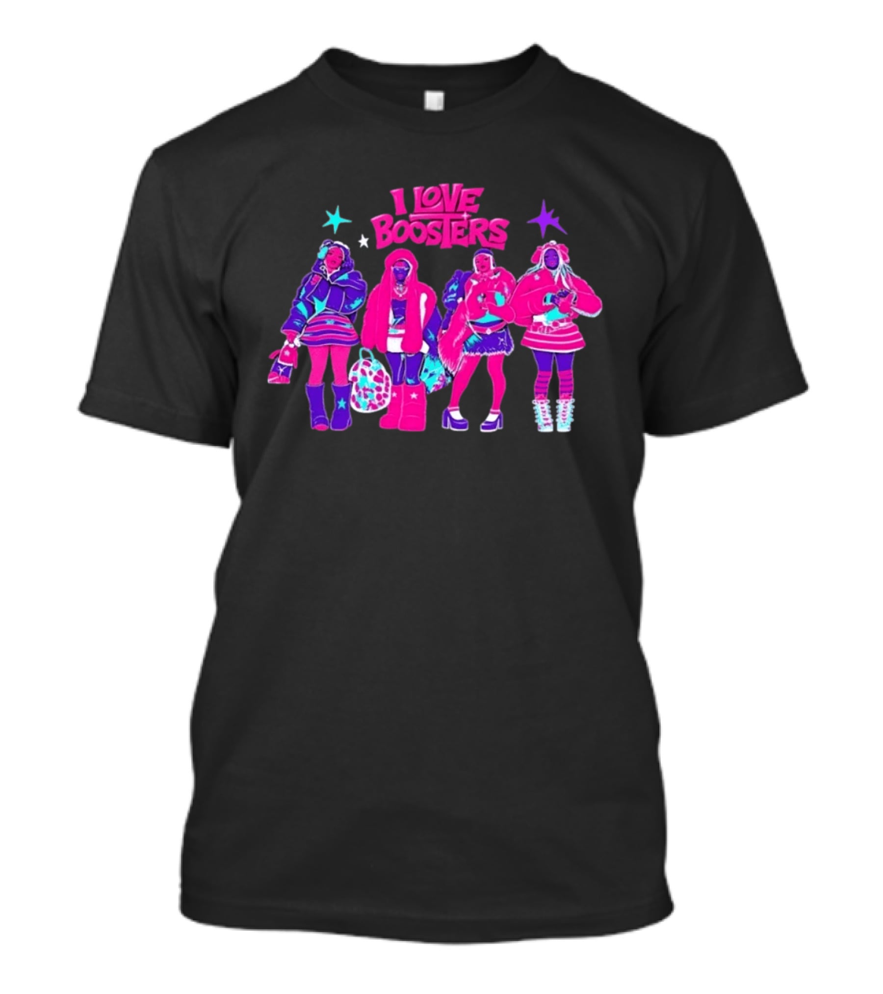 I Love Boosters Y2K Aesthetic Fashion Streetwear Style Colorful Retro Outfits T-Shirt