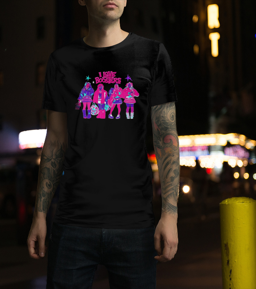 I Love Boosters Y2K Aesthetic Fashion Streetwear Style Colorful Retro Outfits T-Shirt