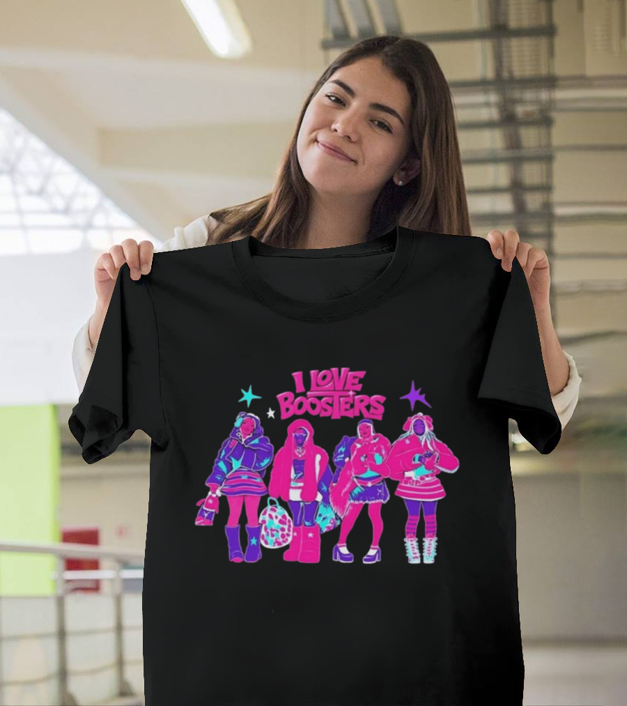 I Love Boosters Y2K Aesthetic Fashion Streetwear Style Colorful Retro Outfits T-Shirt