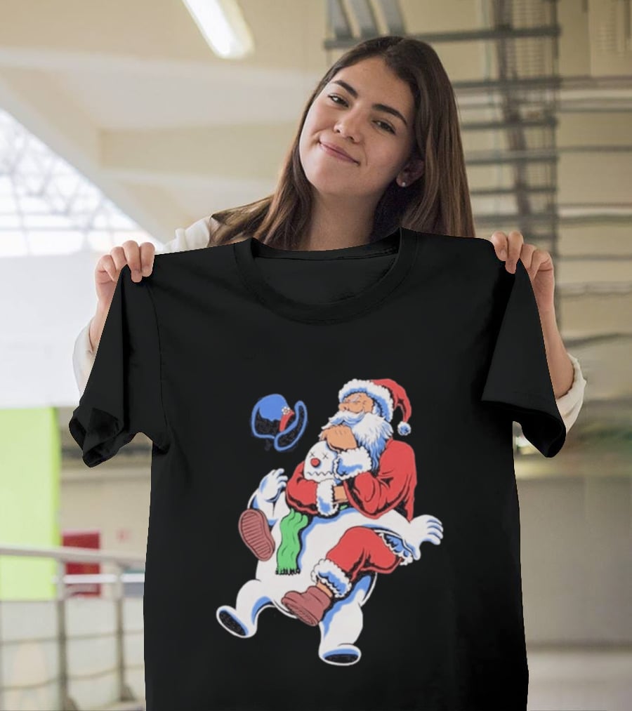 Jiu Jitsu Santa Rear Naked Choke Snowman Christmas T-Shirt