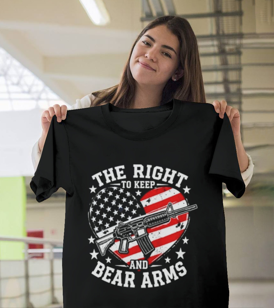 The Right To Keep And Bear Arms Heart Flag Rifle Stars T-Shirt