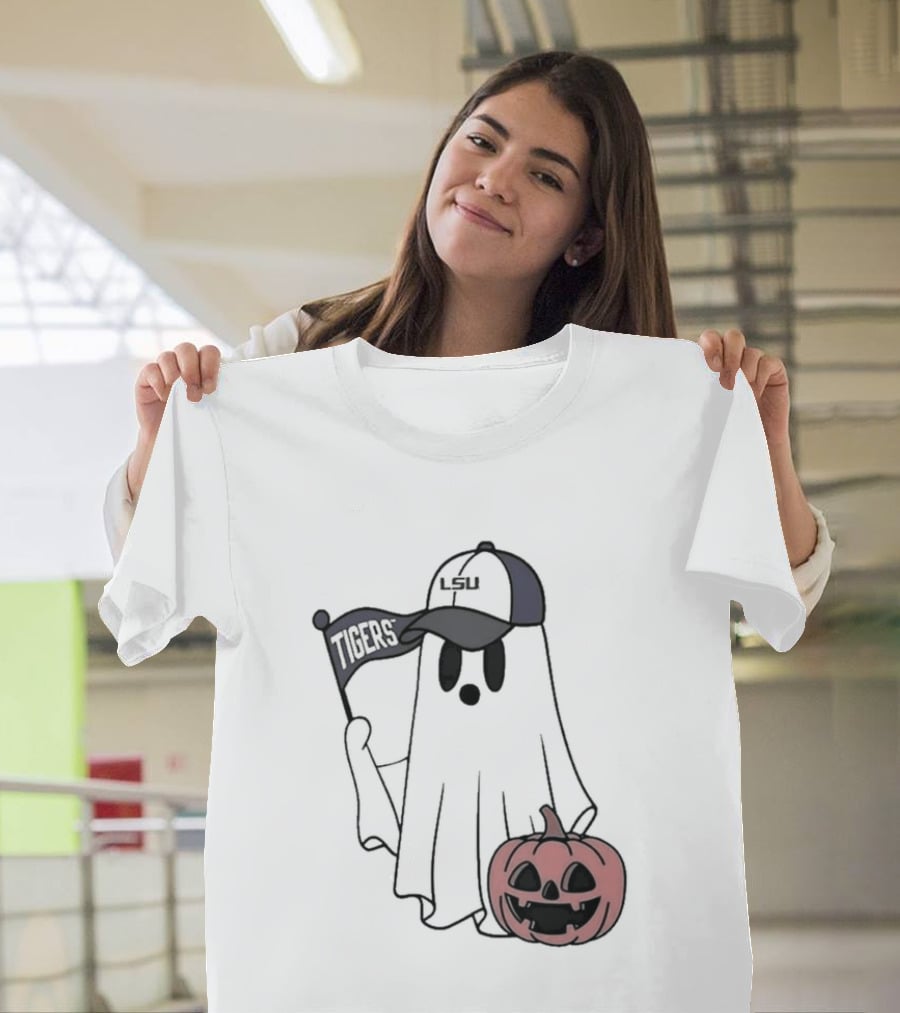Lsu Tigers NCAA Football Halloween Ghost Pumpkin Fan Gear T-Shirt