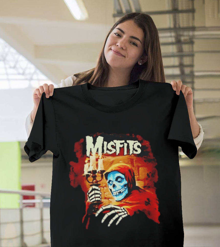 Misfits Crimson Ghost Candle Holder Punk Rock Skeleton T-Shirt
