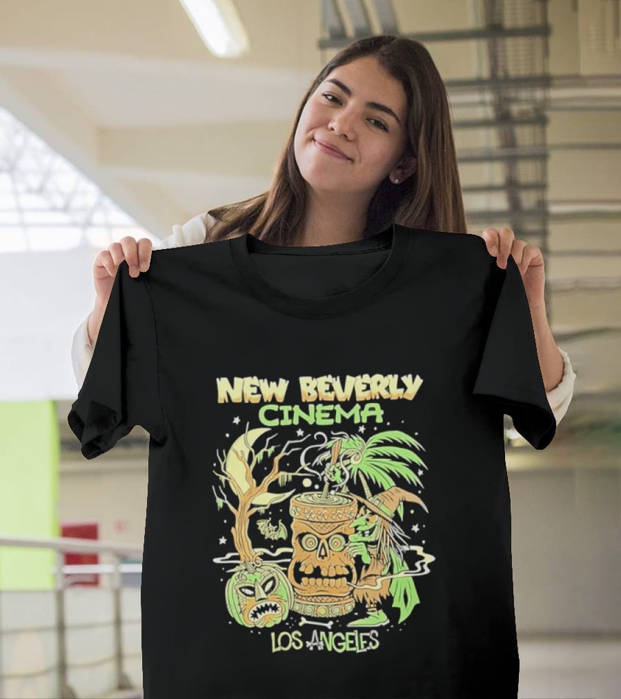 New Beverly Cinema Los Angeles Tiki Witch Halloween Spooky Tropical Retro Vibes T-Shirt
