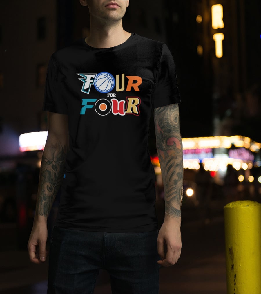 Four For Four Philadelphia Basketball Baseball Hockey Football T-Shirt