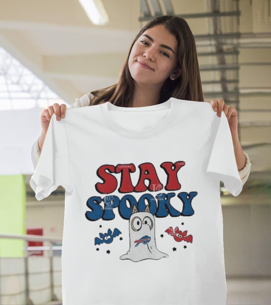 Buffalo Bills Bluey Halloween Stay Spooky Ghost Cartoon T-Shirt