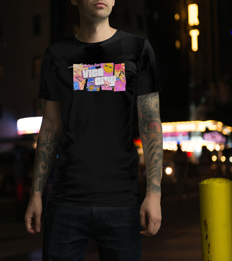 Greetings From Vice City Collage Florida Retro Fun Tropical Vibes T-Shirt