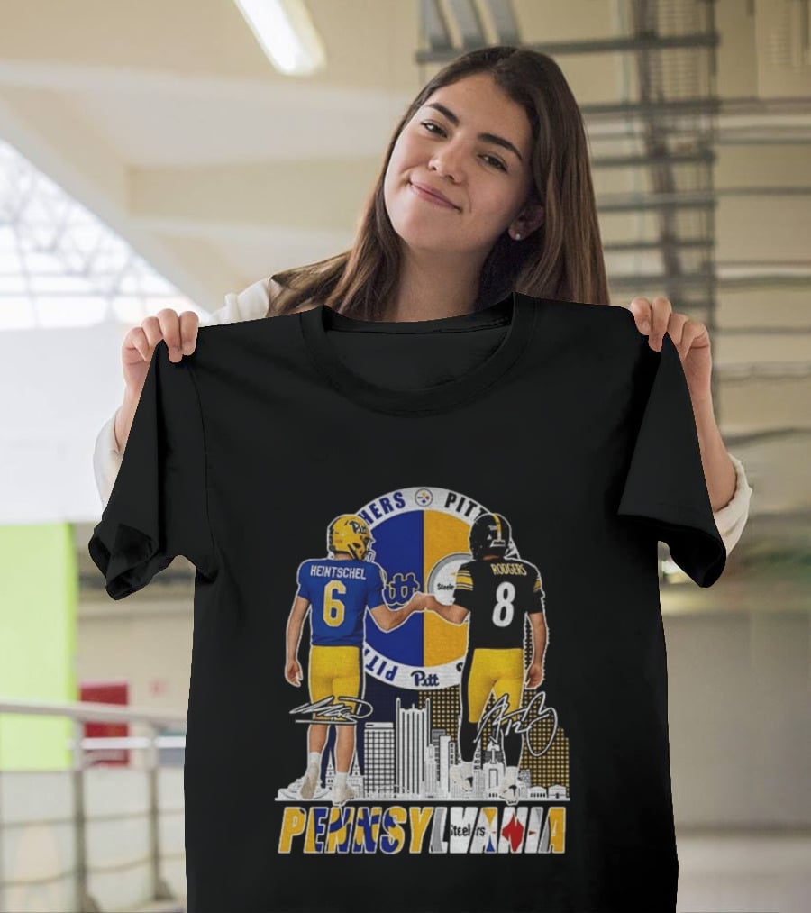 Pitt Panthers Heintschel And Pittsburgh Steelers Rodgers Pennsylvania Football Team Collaboration T-Shirt