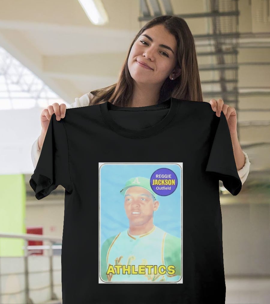 Reggie Jackson Athletics Outfield Baseball Card Oakland A's Player T-Shirt