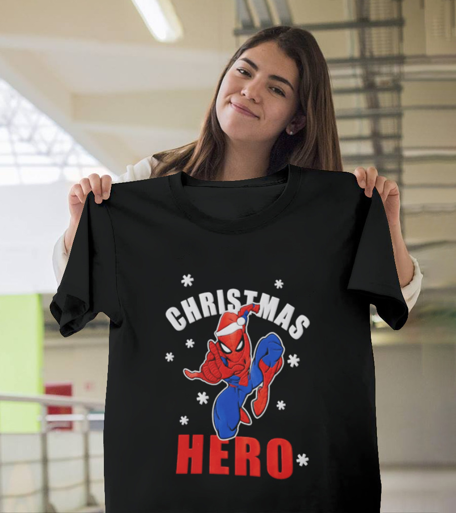 Christmas Hero Santa Hat Spider Man Marvel T-Shirt