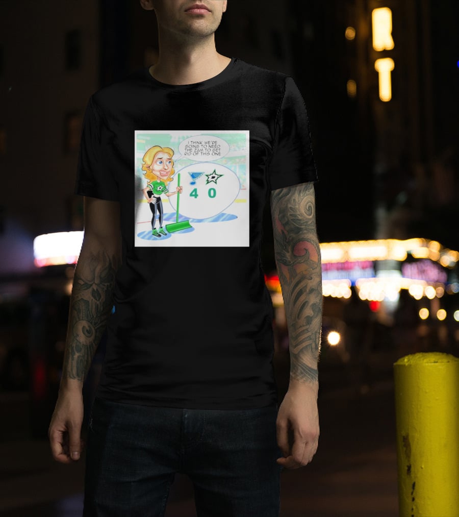 St Louis Blues Vs Dallas Stars Hockey 4 0 Cartoon With Humor And Zamboni Joke T-Shirt