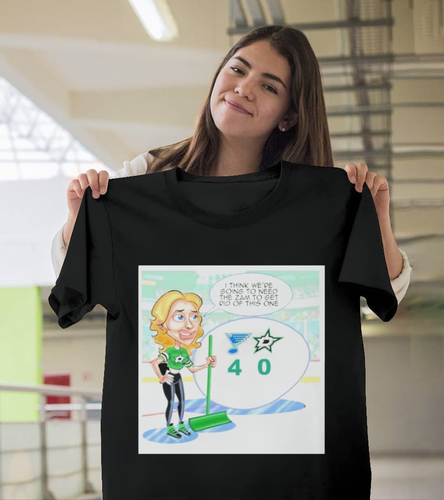 St Louis Blues Vs Dallas Stars Hockey 4 0 Cartoon With Humor And Zamboni Joke T-Shirt
