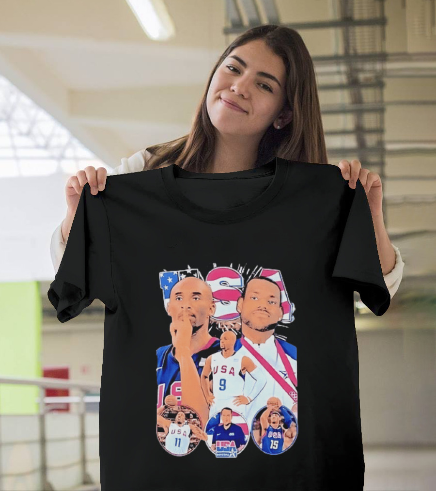 Kobe Bryant LeBron James USA Basketball Legends Iconic Team USA Moments T-Shirt