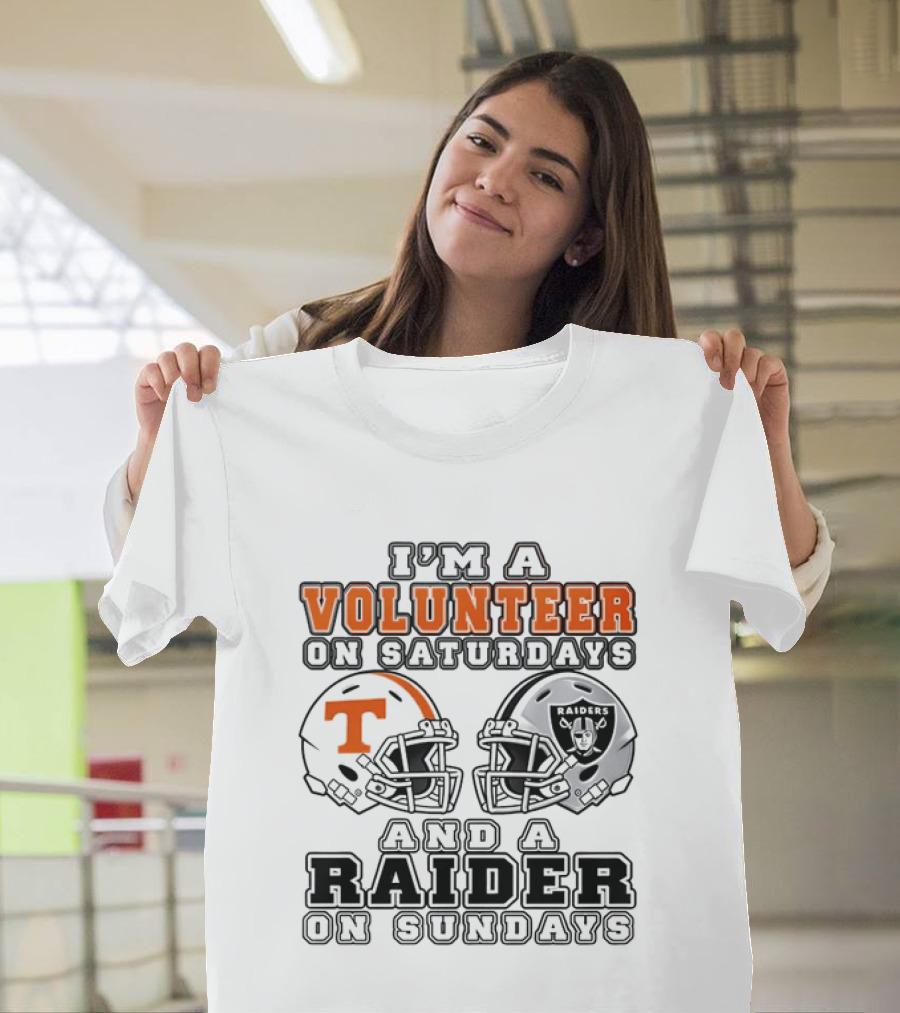 I'm A Volunteer On Saturdays And A Raider On Sundays Tennessee Las Vegas 2026 T-Shirt