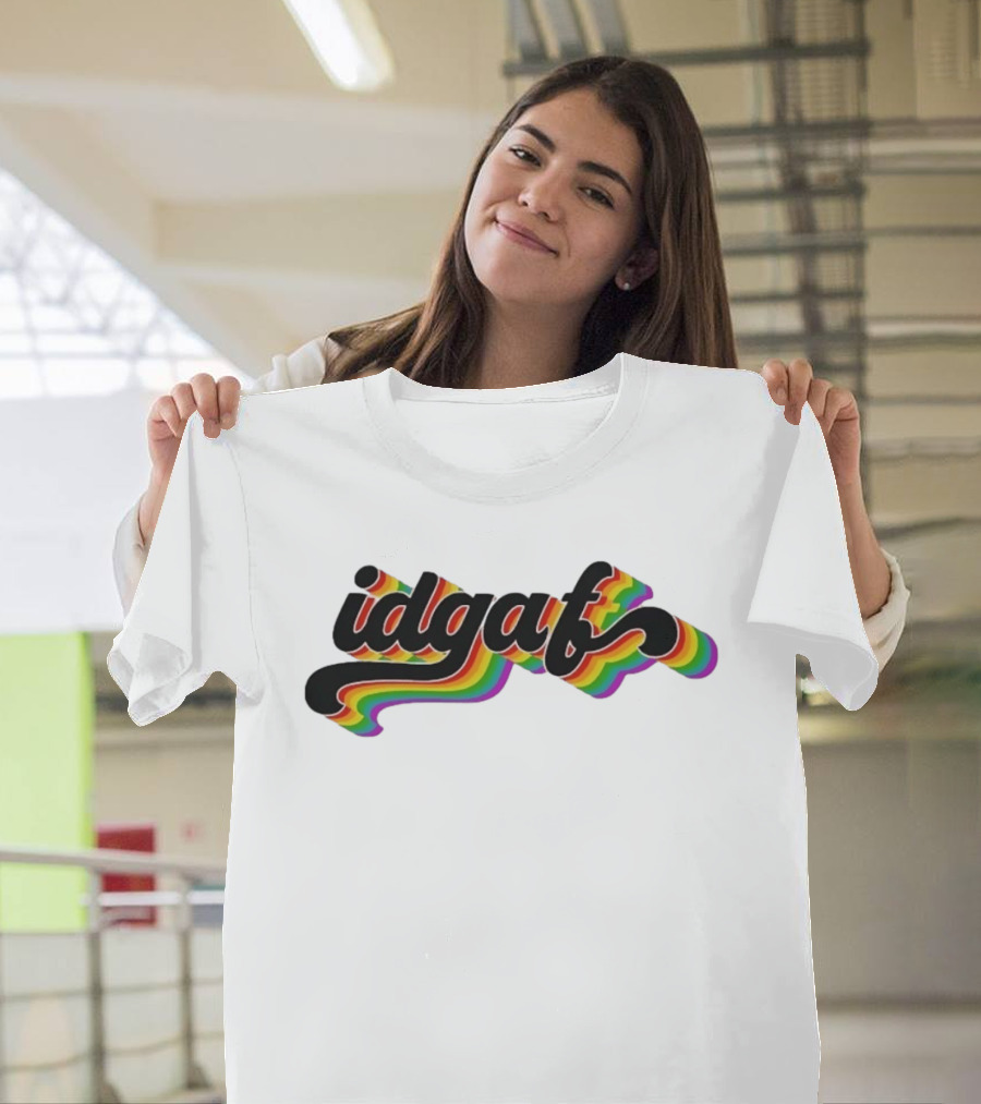 Idgaf Rainbow Groovy Retro Colorful T-Shirt