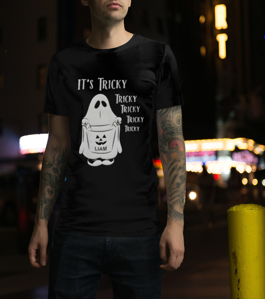It's Tricky Ghost Holding Jack O Lantern Bucket Halloween T-Shirt
