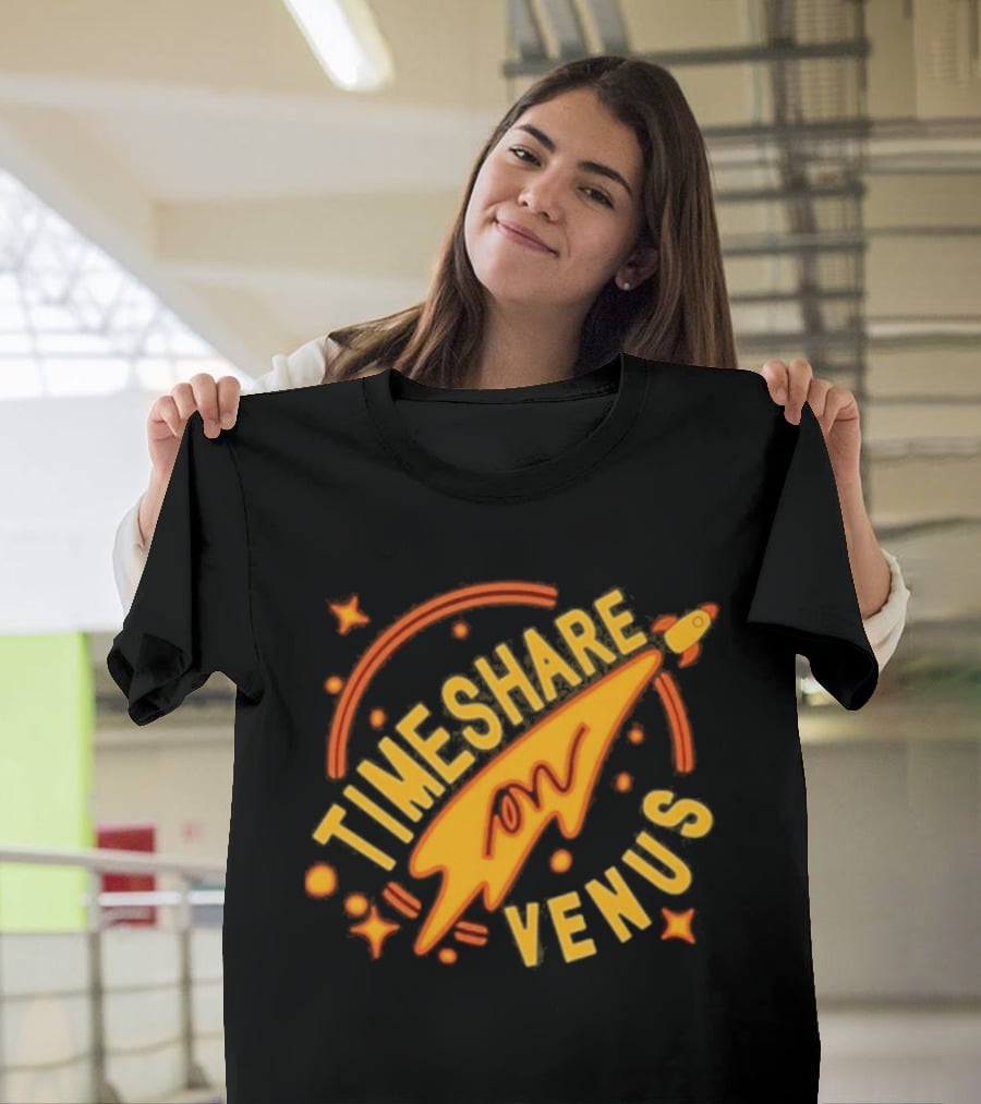 Timeshare On Venus Retro Space Rocket T-Shirt