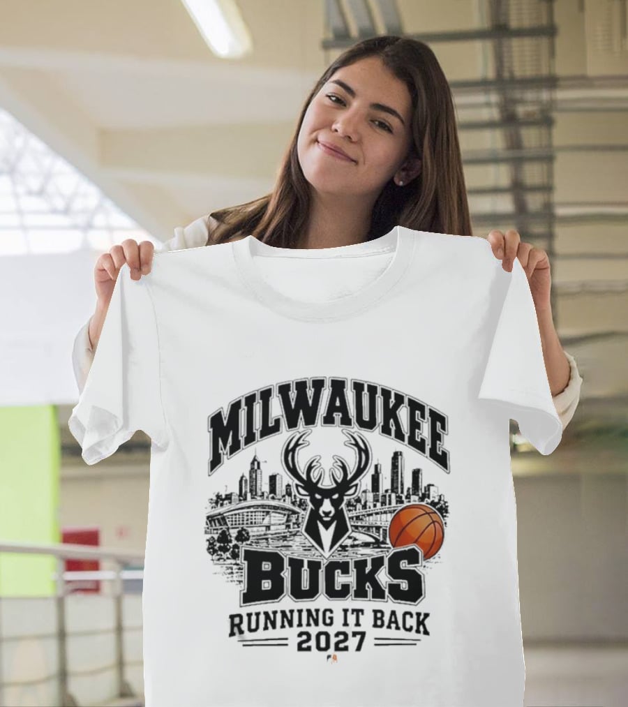 Milwaukee Bucks Running It Back 2027 Basketball Skyline T-Shirt