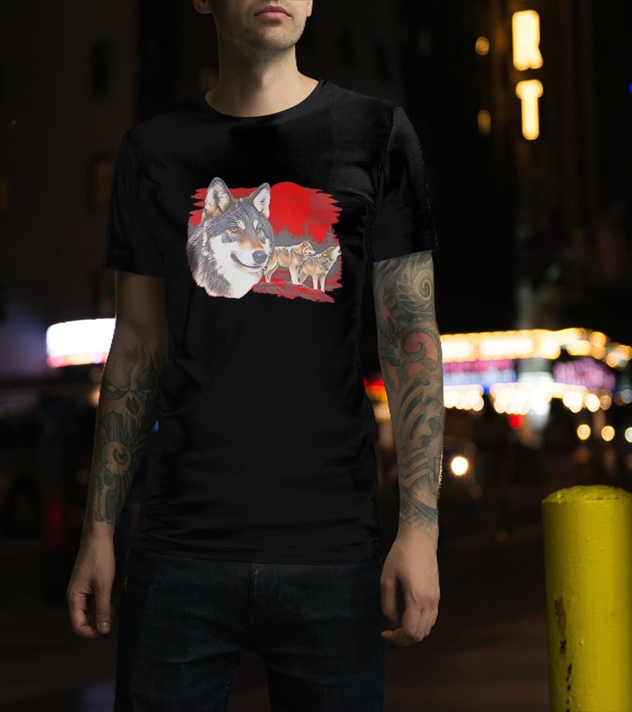 Wolf Pack Under A Moon Wolves Wildlife T-Shirt