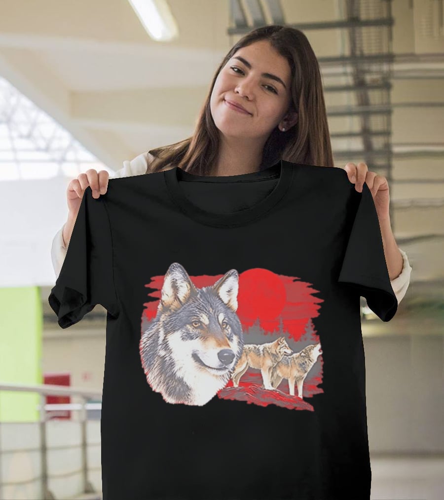 Wolf Pack Under A Moon Wolves Wildlife T-Shirt