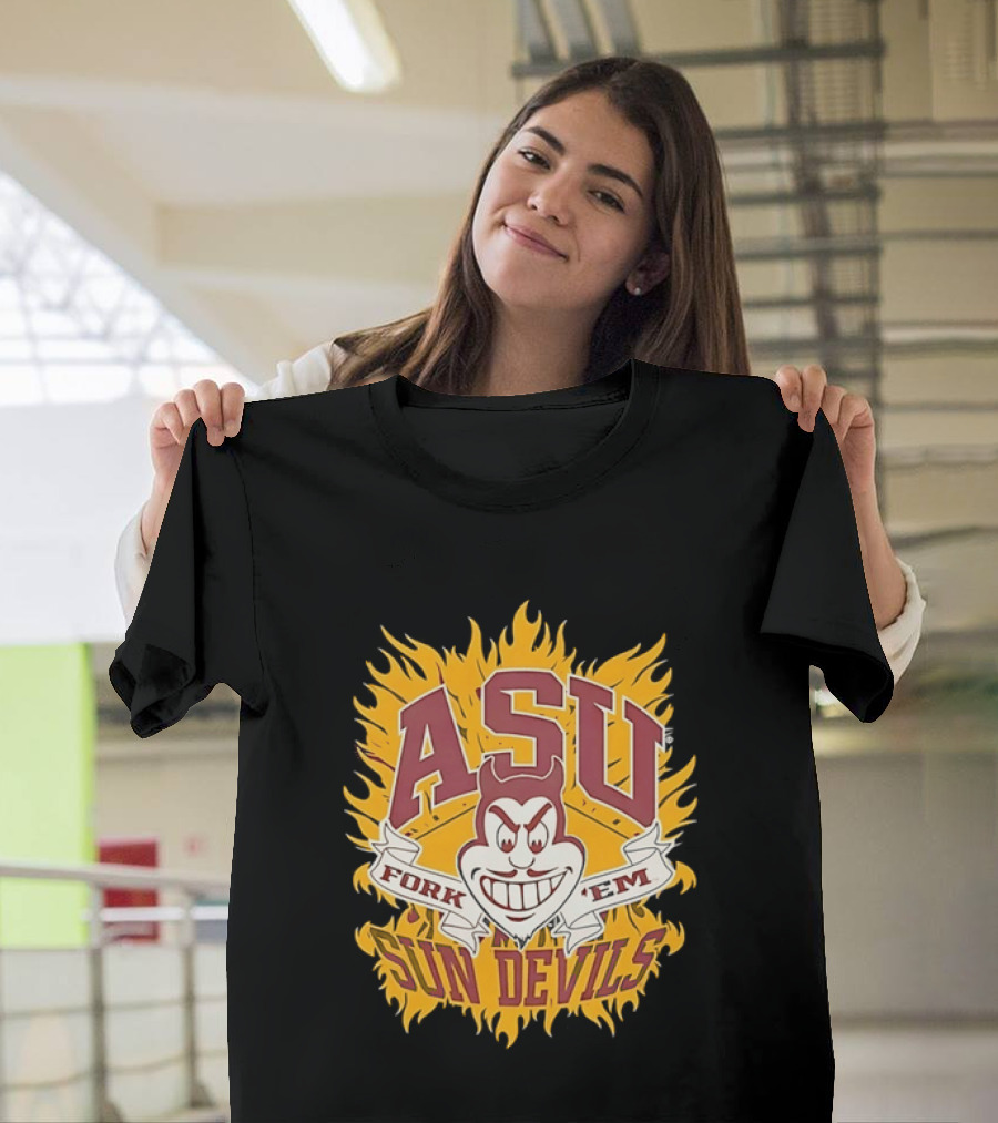 ASU Sun Devils Fork 'Em Arizona State University Fiery T-Shirt