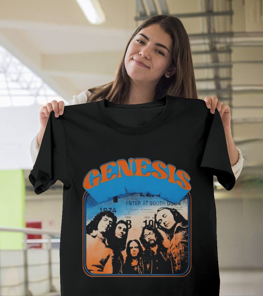 Genesis 1974 Enter At South Door Concert Ticket Progressive Rock T-Shirt