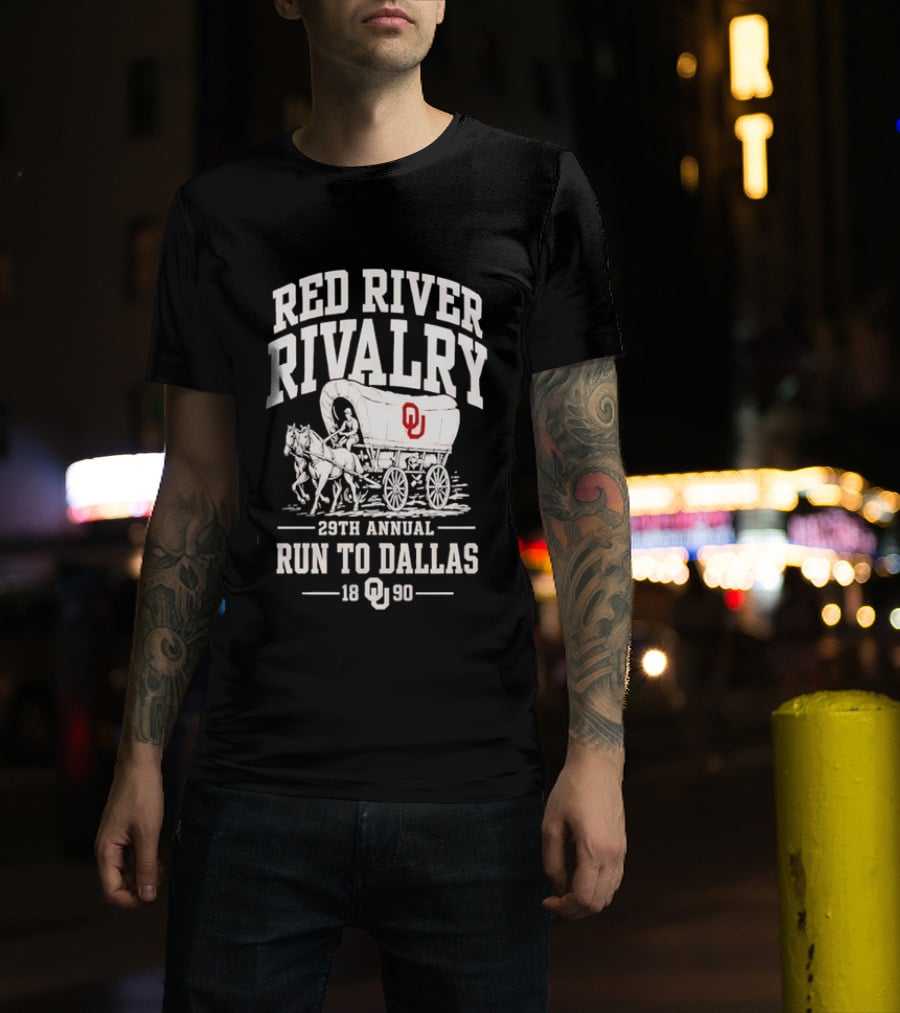 Oklahoma Sooners Red River Rivalry 28th Annual Run To Dallas 1990 T-Shirt