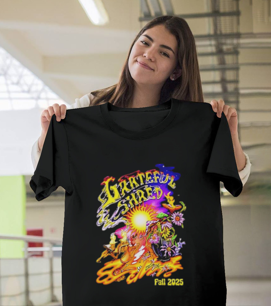 Grateful Shred Fall 2025 Psychedelic Sunburst Jam Band Vibrant Festival T-Shirt