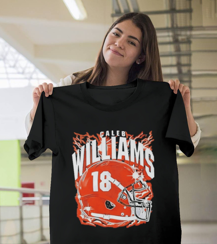 Caleb Williams 18 Lightning Helmet T-Shirt