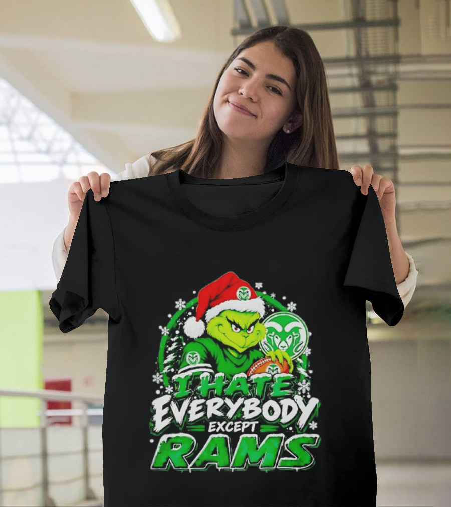 I Hate Everybody Except Rams Grinch Colorado State Rams Christmas T-Shirt
