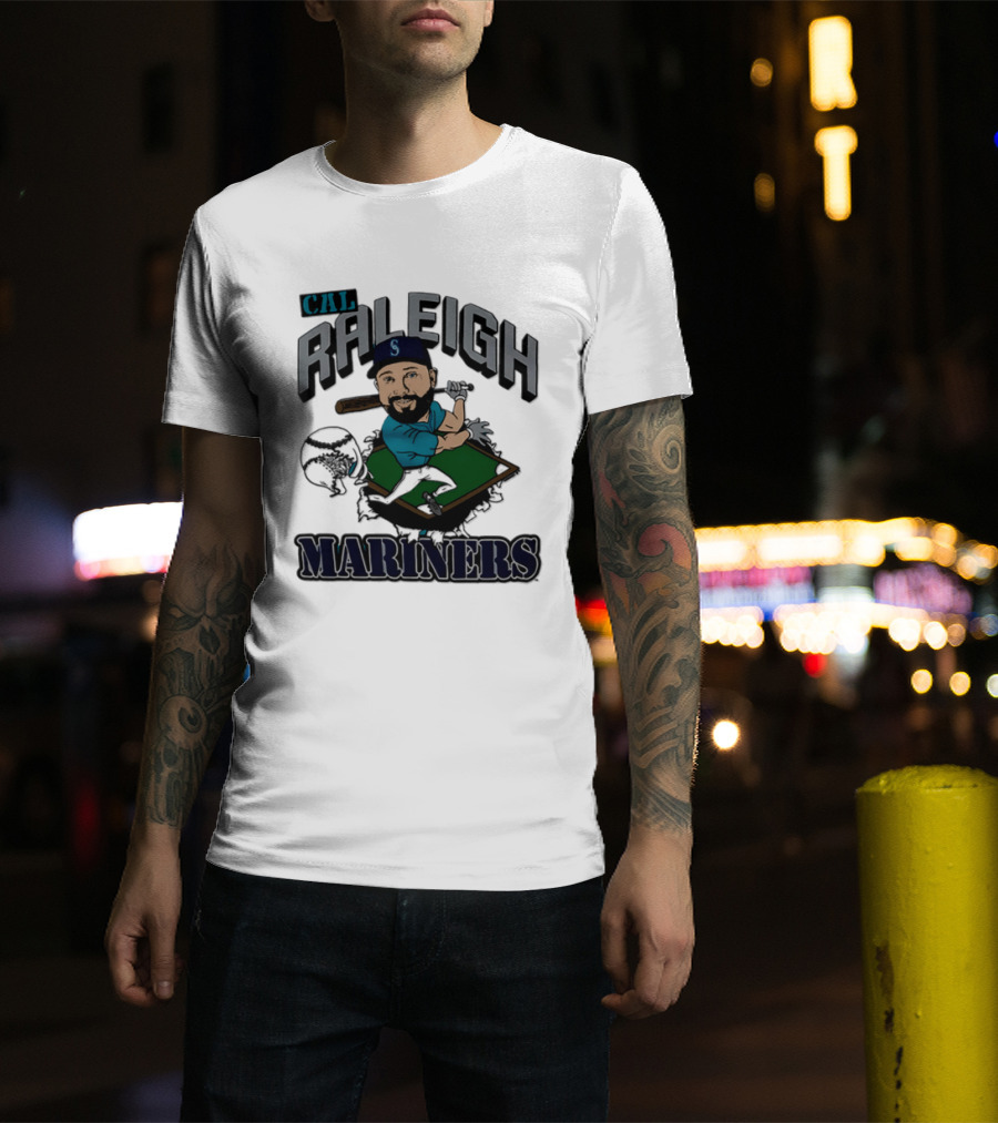 Cal Raleigh Seattle Mariners Player Caricature MLB T-Shirt