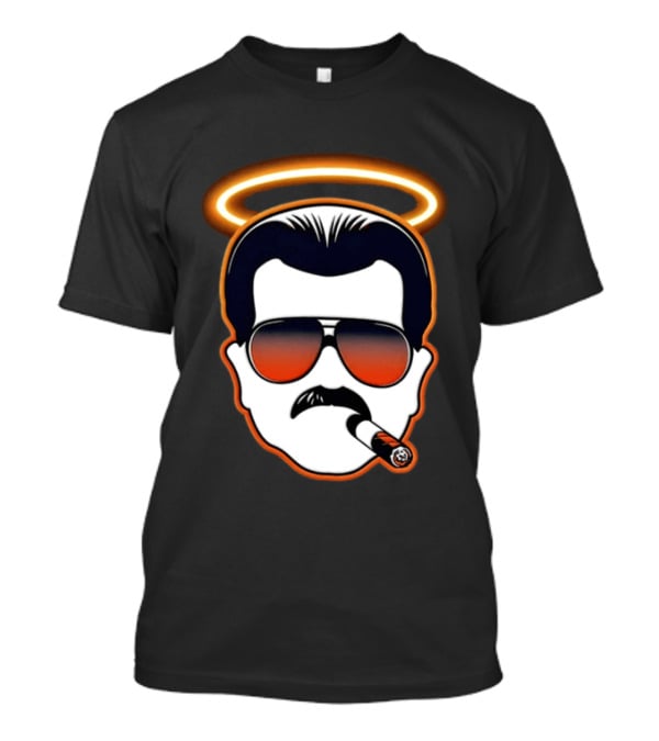 Rip Mike Ditka Chicago Bear Face Sunglasses Mustache Cigar Halo T-Shirt