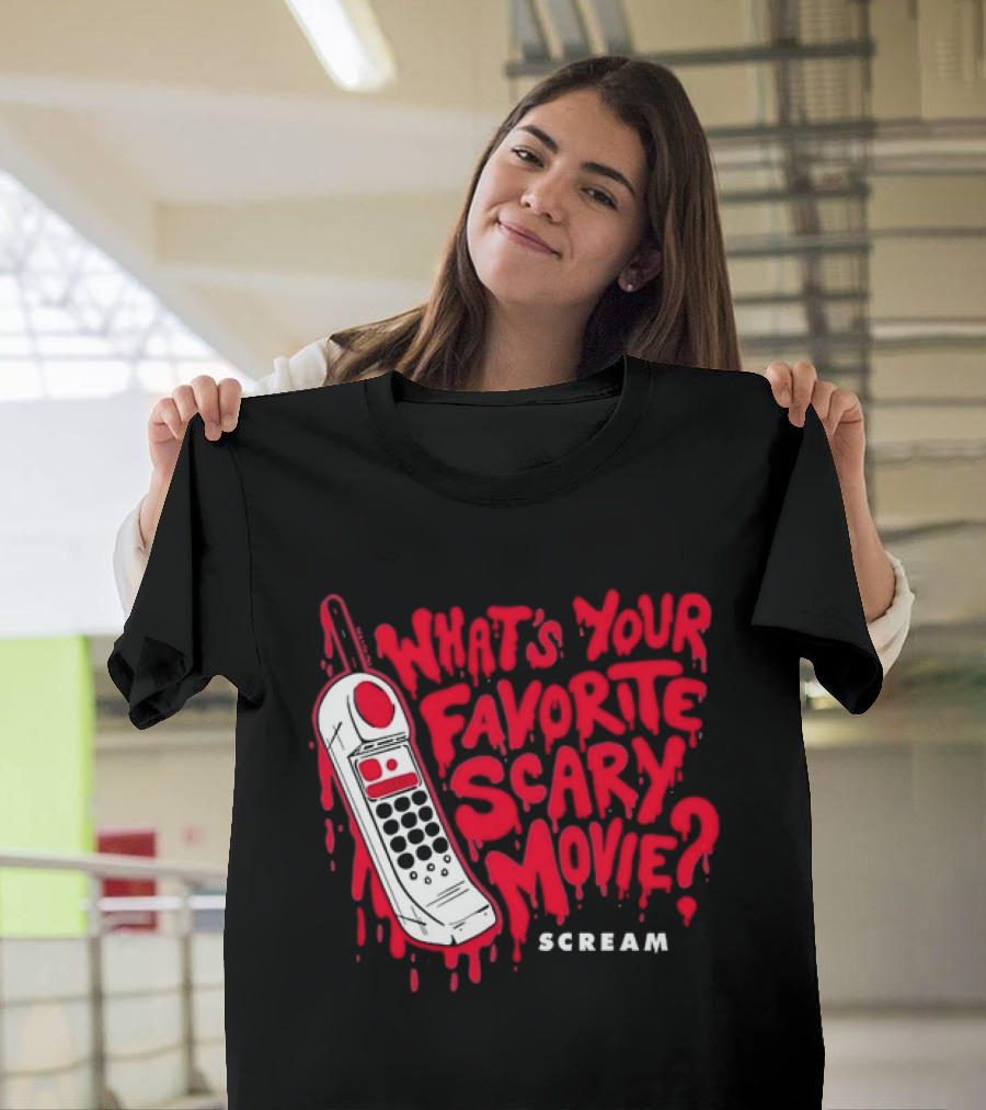 Scream What's Your Favorite Scary Movie Telephone Blood Red T-Shirt