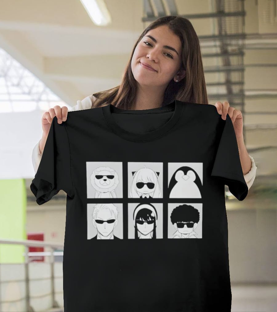 Spy X Family Characters In Sunglasses Box Grid T-Shirt