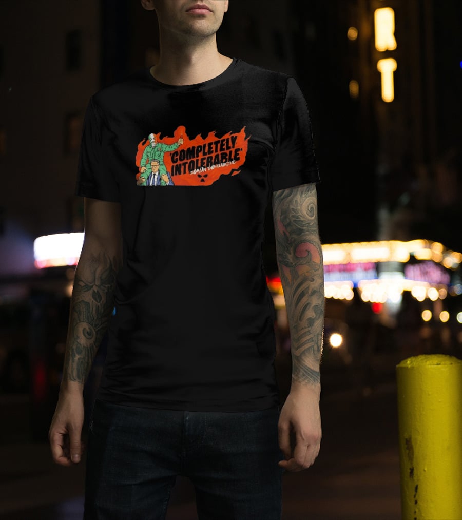 Completely Intolerable Iømlán Døfhulaingthe Flame Background Masked Man Suit And Tie T-Shirt