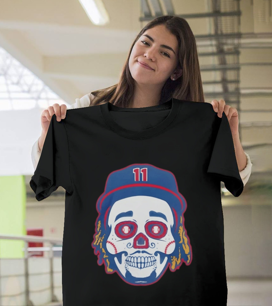 José Ramírez 11 Cleveland Guardians Sugar Skull Baseball Player T-Shirt