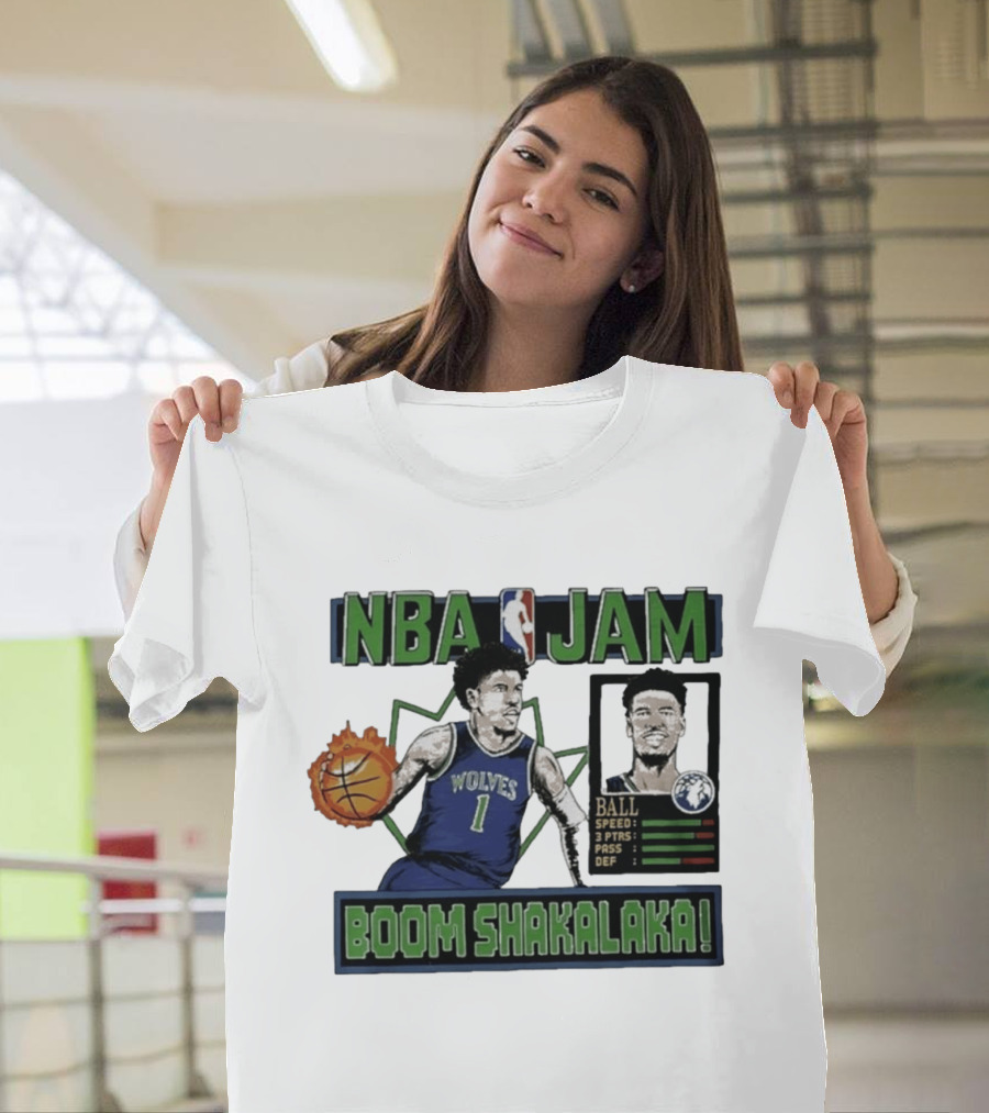 NBA Jam Minnesota Timberwolves Wolves Ball Boom Shakalaka T-Shirt
