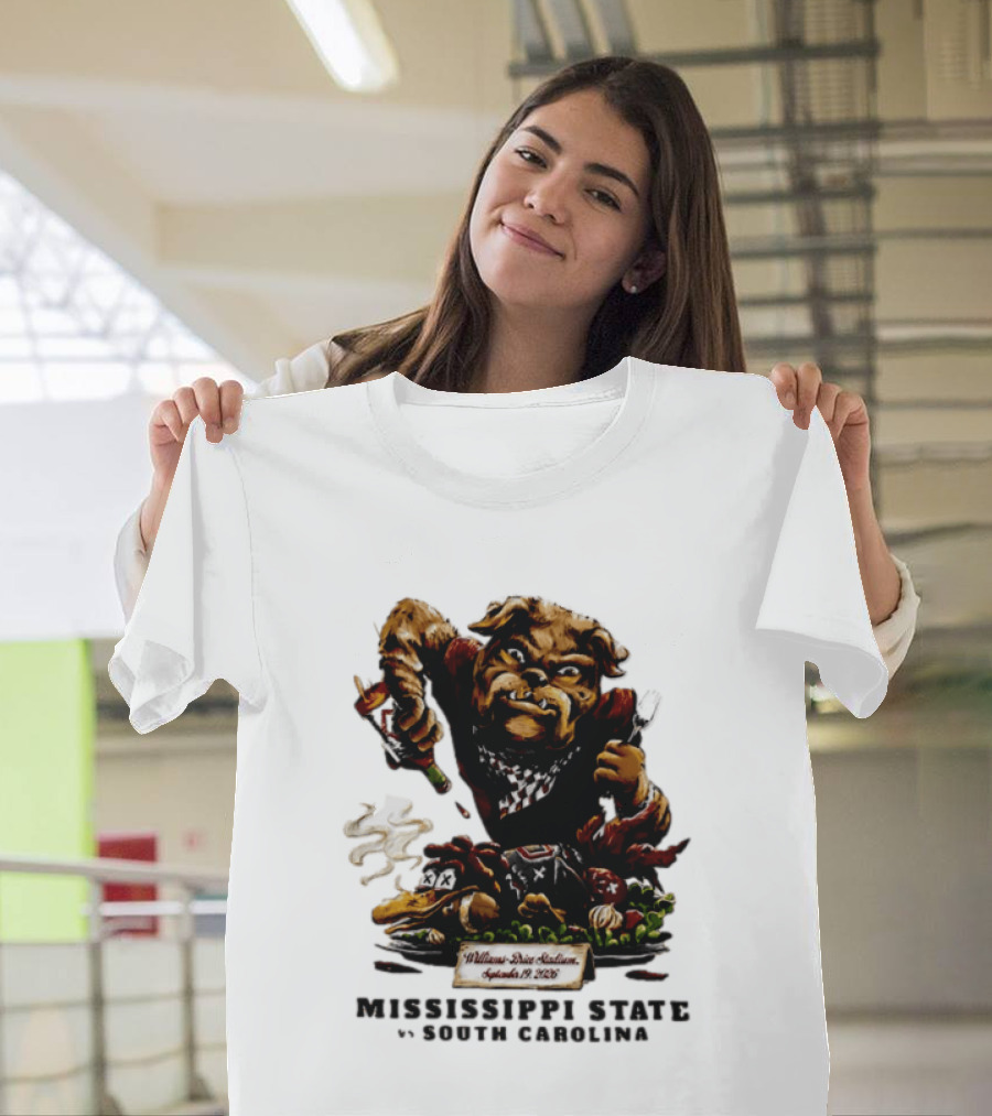 Mississippi State Vs South Carolina 2026 Bulldog Pouring Sauce On Roasted Duck Williams Brice Stadium T-Shirt
